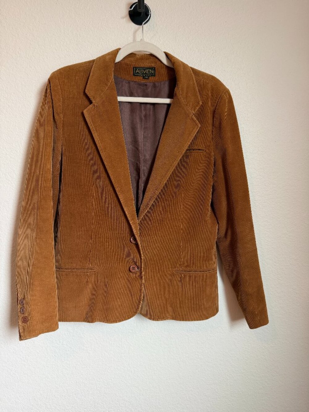 Vintage ABVIEN Camel Brown Corduroy Blazer Jacket Cotton Tailored Academia - Picture 2 of 8